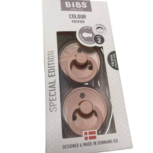 BIBS Soother Size 2 Latex Tye Dye Pink Colour Special Round Baby Girl Pacifiers - Picture 2 of 3
